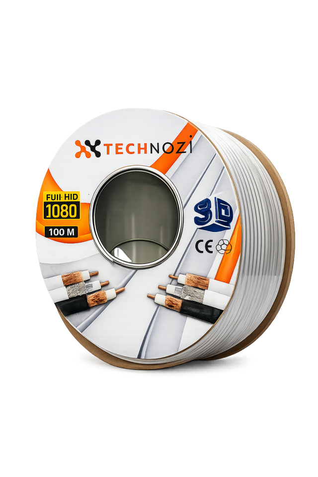 Technozi RG6/U4 80 Tel Makaralı Tv Anten Kablosu 100 Metre