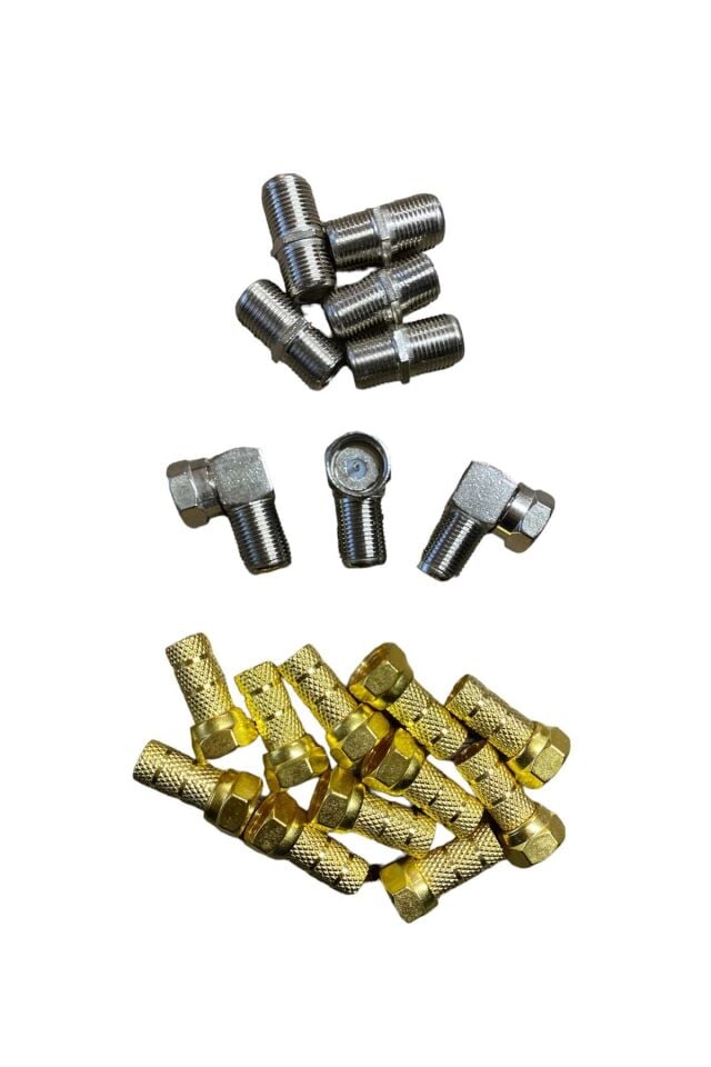 10 Sarı-Gold F Konnektör + 3 L Fiş + 5 F Ara Konnektör, En çok Tercih Edilen Anten Kablosu