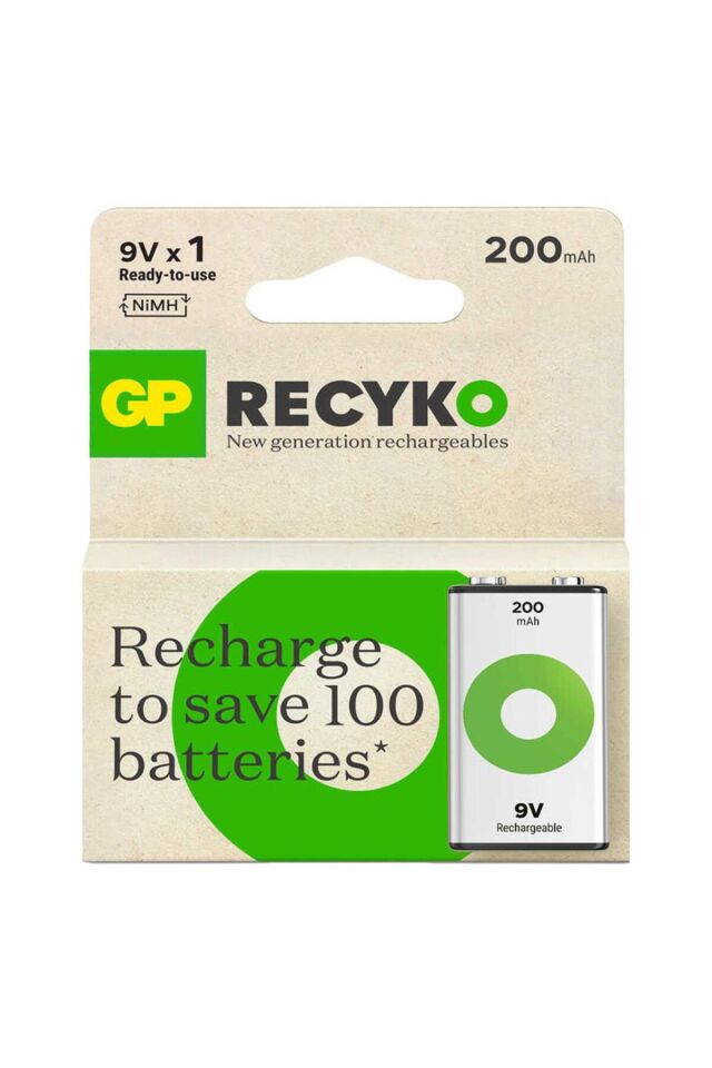 Batteries ReCyko 200 mAh 9V Boy Ni-Mh Şarjlı Pil Tekli Paket